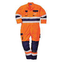 Portwest Hi-vis Nantes Orange/Navy coveralls EN20471 Class 3 Gallery Image